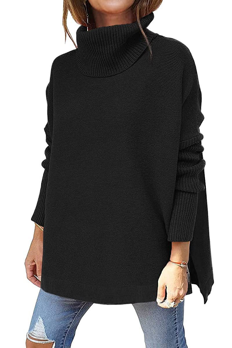 Women's Oversized Turtleneck Batwing Sleeve Sweater Tunic