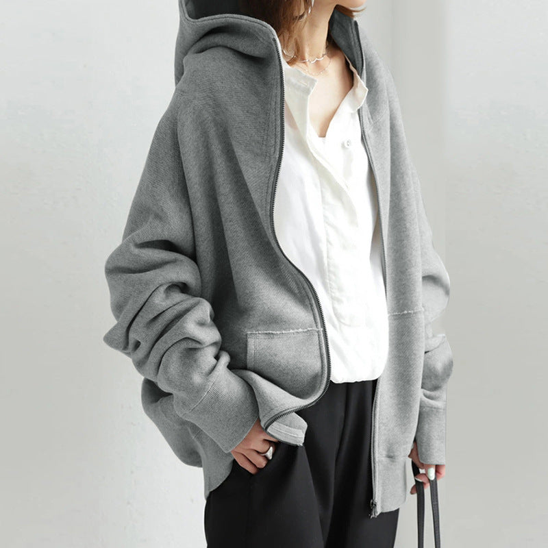Womens Oversized Zip Up Fleece Hoodie Jacket