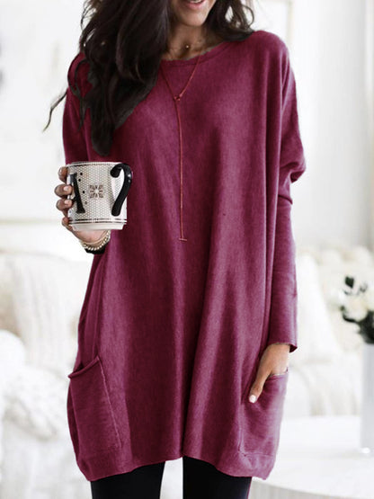 Women's Oversized Long Sleeve Pocket Tunic S-5XL