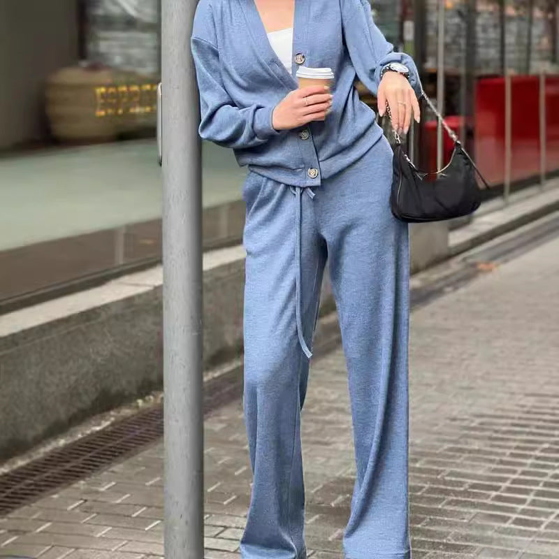 Women's Soft Cotton Cardigan & Pants Lounge Set