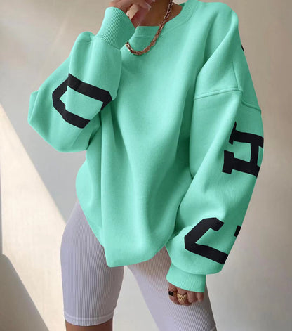 Women's Oversized Graphic Fleece Crewneck Sweatshirt