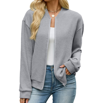 Women's Oversized Zip Up Jacket Casual Long Sleeve