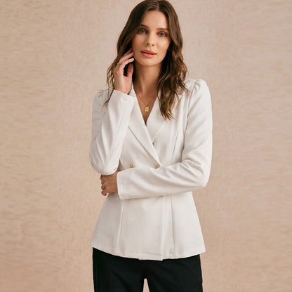Women's Double Breasted Blazer Tailored Office Jacket