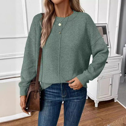 Women's Crewneck Sweater Casual Solid Knit Pullover