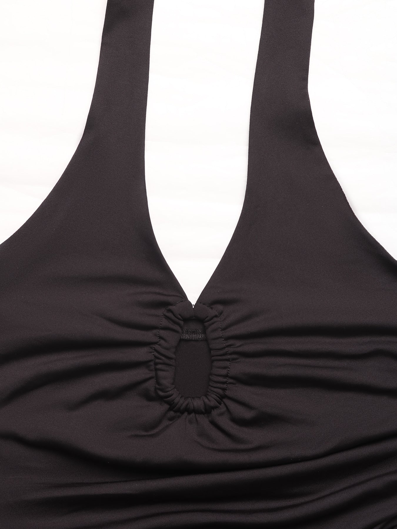 Solid Halter Cutout Bodysuit Sexy Sleeveless Bodycon Top