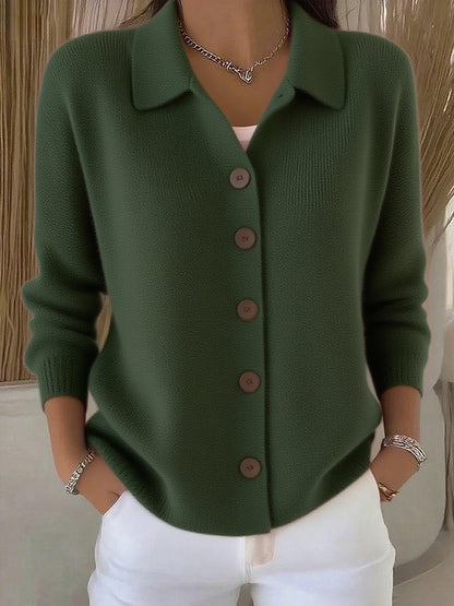 Women's Collared Button Down Knit Cardigan Sweater