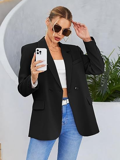 Women's Casual Blazer Long Sleeve Button Front Jacket