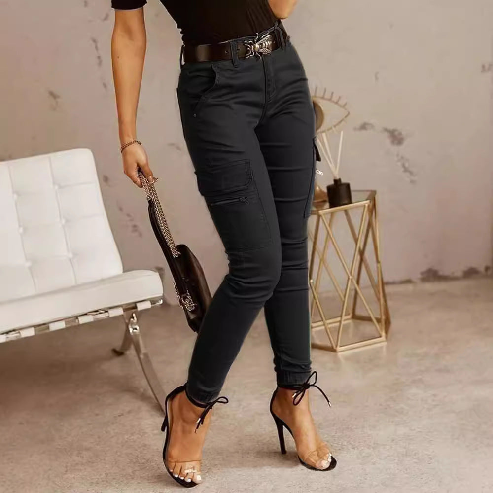 Women's Skinny Cargo Pants Drawstring Utility Cotton