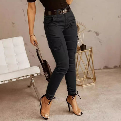 Women's Skinny Cargo Pants Drawstring Utility Cotton