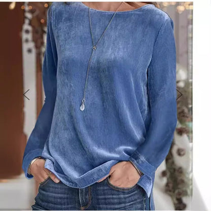 Women's Velvet Crew Neck Long Sleeve Sweatshirt