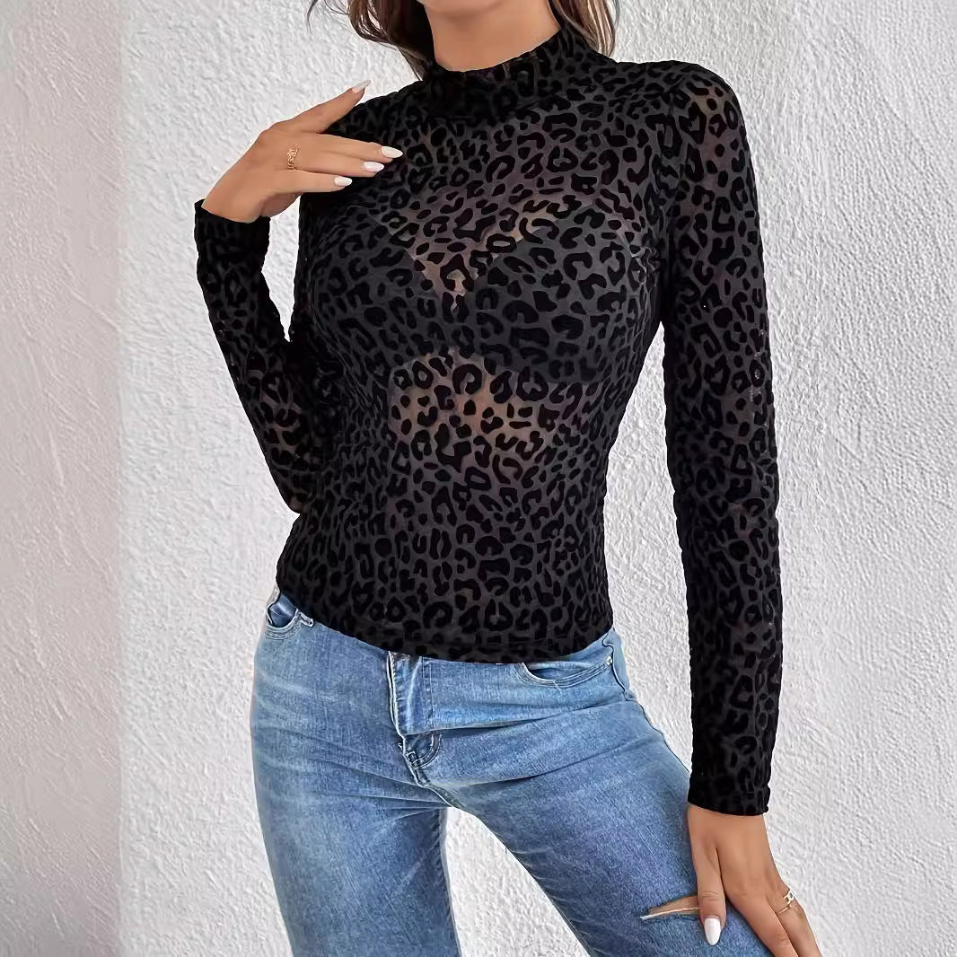 Women's Sexy Suspender Skirt Mesh Stand-Up Collar Bra Top