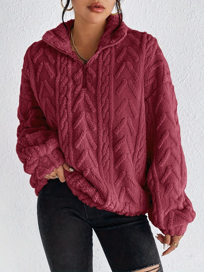 Women's Textured Half Zip Sherpa Fleece Pullover
