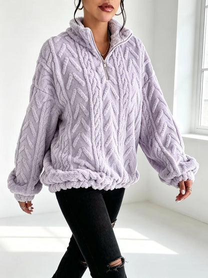 Women's Textured Half Zip Sherpa Fleece Pullover