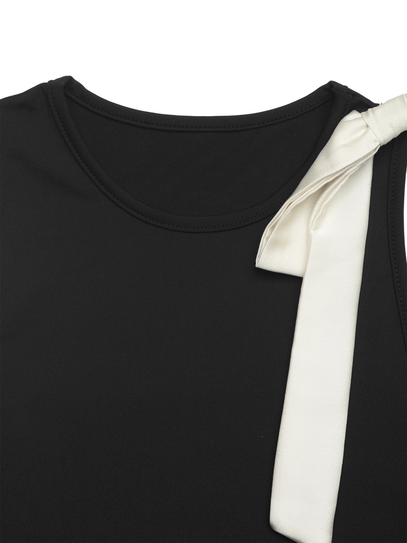 Contrast Bow Sleeveless Bodysuit Slim Fit Going Out Top