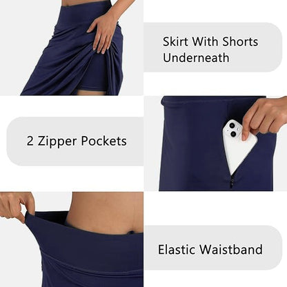 Women's High-Waisted A-Line Skirt with Pockets – Casual Sports Skirt
