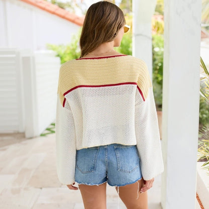 Women's Strawberry Cropped Crew Neck Knit Sweater