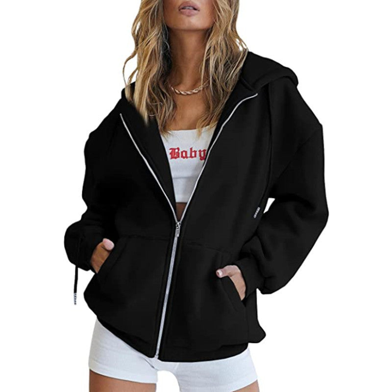 Women's Oversized Fleece Zip Up Hoodie Jacket