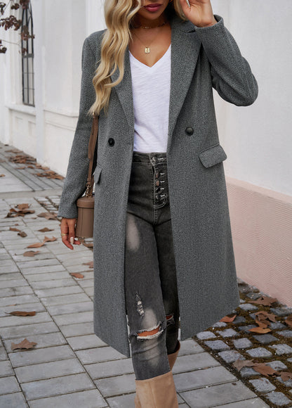 Womens Long Wool Blend Lapel Coatigan Button Front