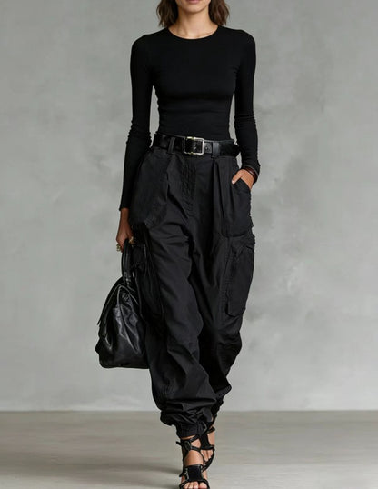 Women's Baggy Cargo Pants High Waisted Wide Leg Pockets