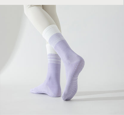 Womens Stripe Grip Pilates Socks Non Slip Yoga Socks