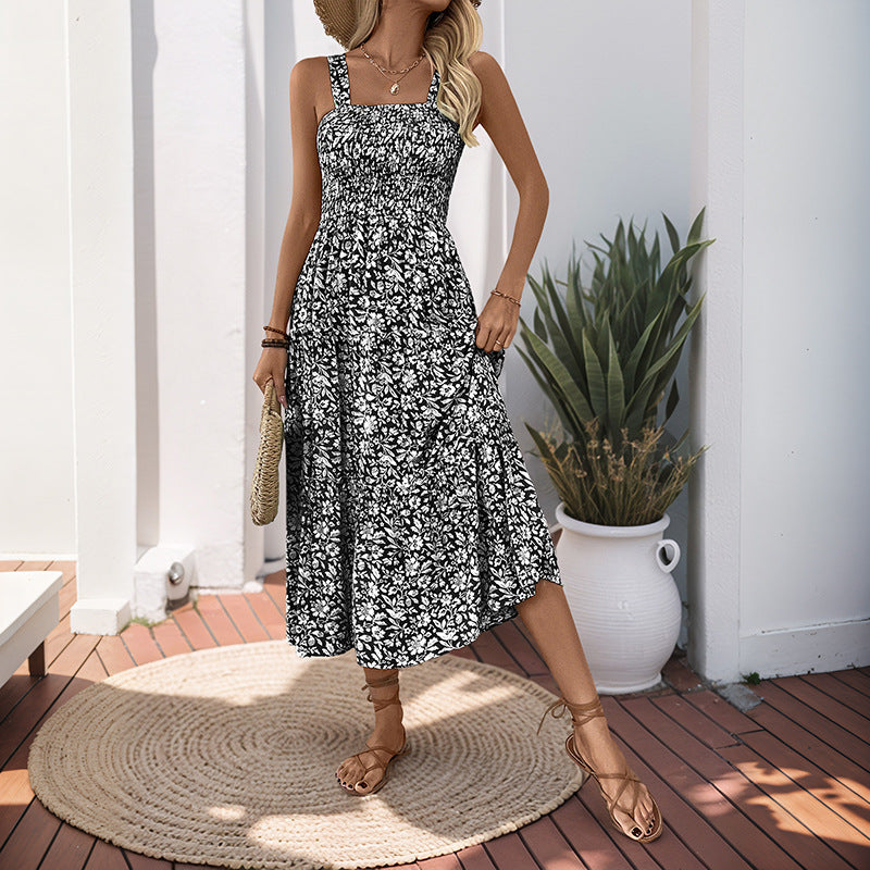Floral Print Sleeveless Maxi Dress Resort Vacation Style
