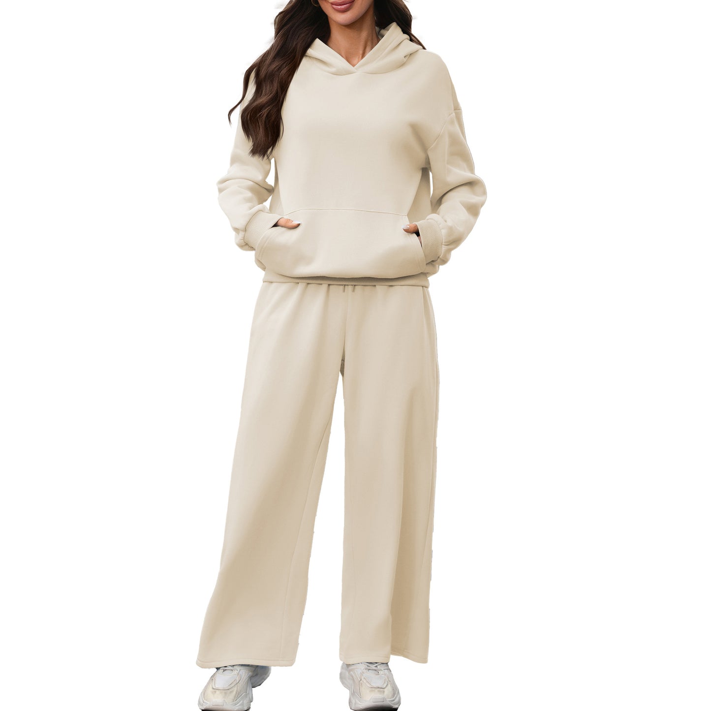 Women's Oversized Fleece Hoodie Wide Leg Pants Lounge Set