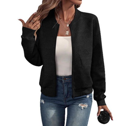 Women's Cropped Zip Up Bomber Jacket Lightweight Casual