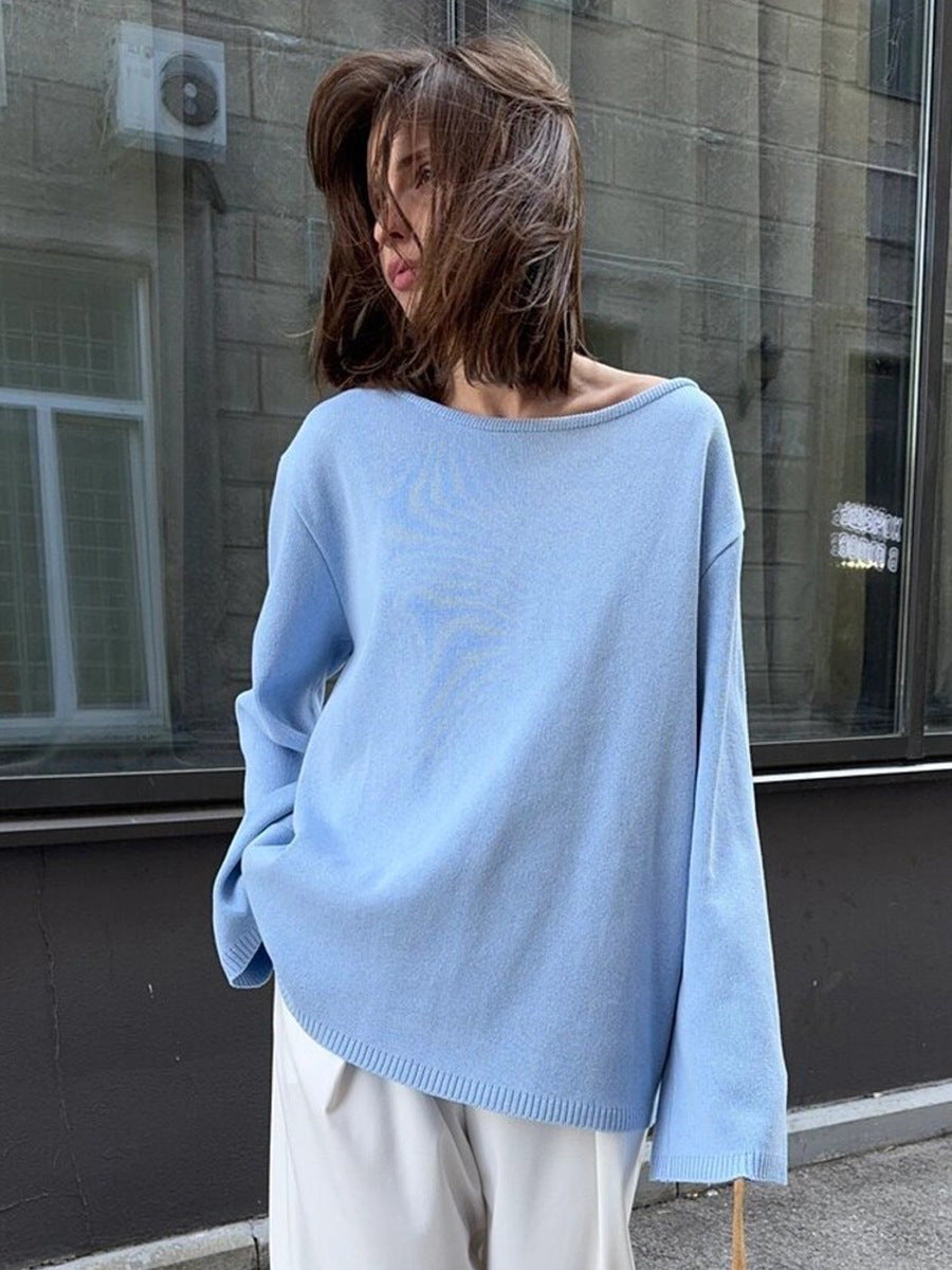 Women's Open Back Cotton Sweater Oversized Pullover