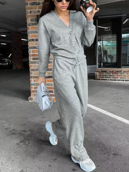 Women's Soft Cotton Cardigan & Pants Lounge Set