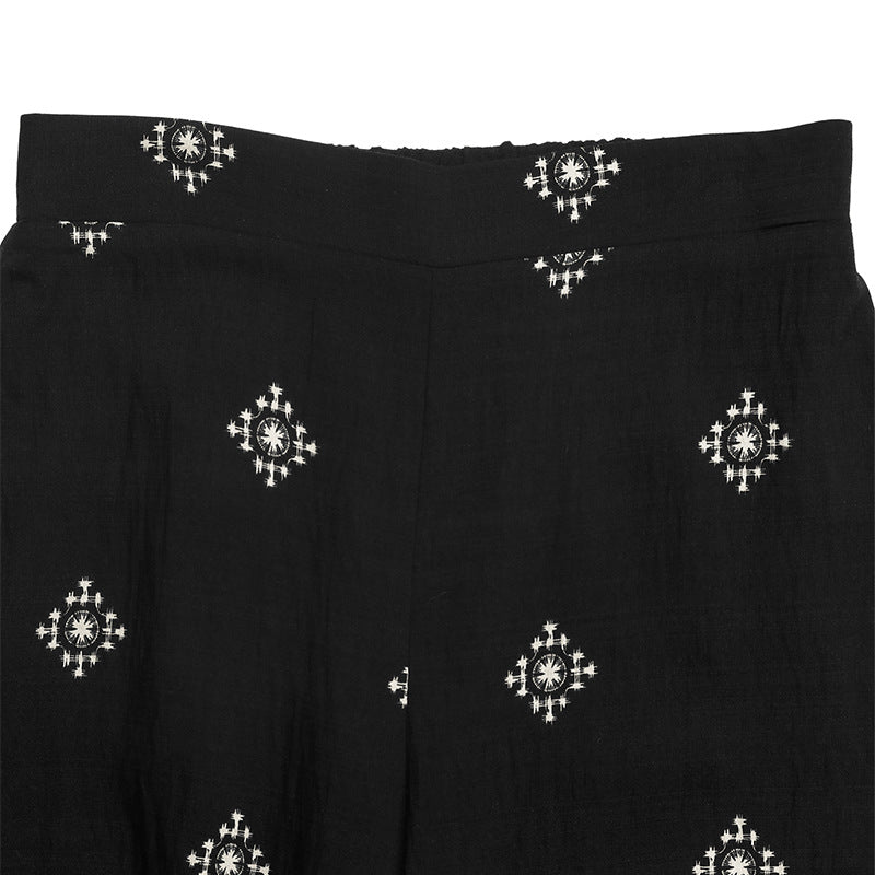 Boho Two Piece Set Women Sleeveless Top Wide Leg Pants Tribal Print