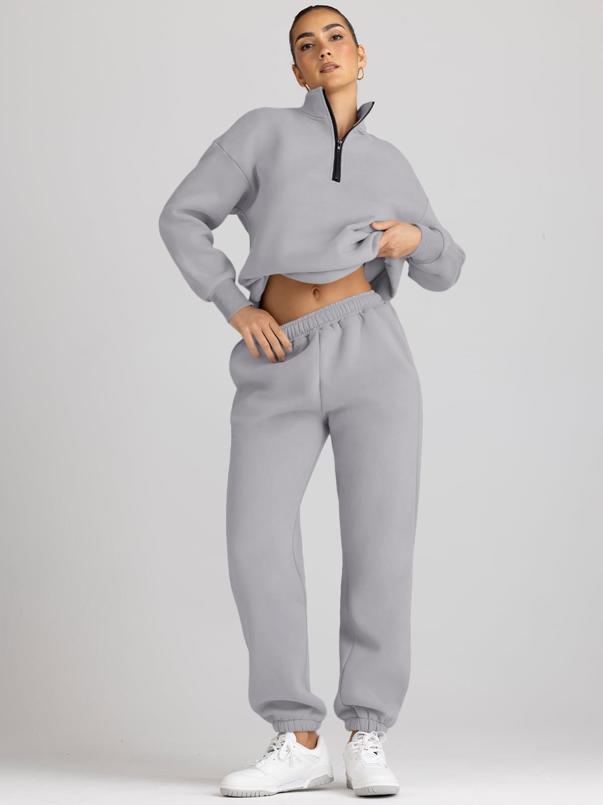 Women's Oversized Half Zip Sweatsuit Jogger Lounge Set