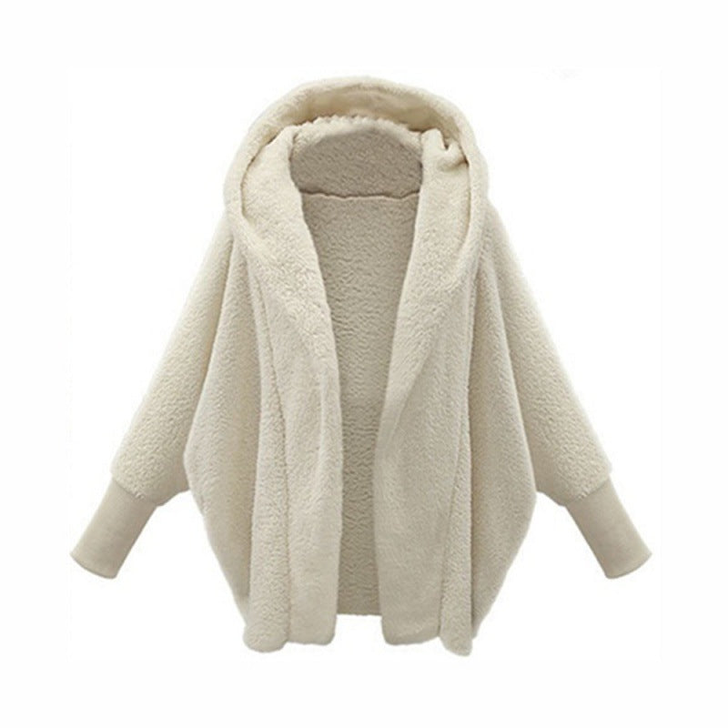 Faux Fur Hooded Jacket Oversized Plush Long Sleeve Coat
