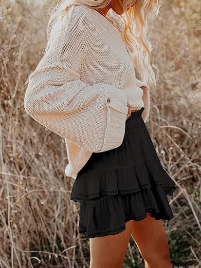 Women’s High Waist Tiered Ruffle Mini Skirt