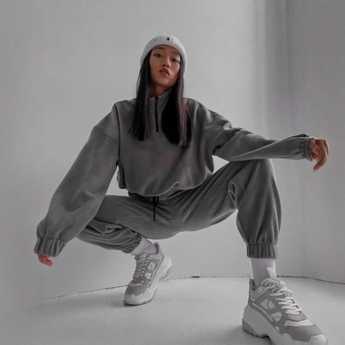 Women's Oversized Fleece Zip Sweatsuit 2 Piece Lounge Set