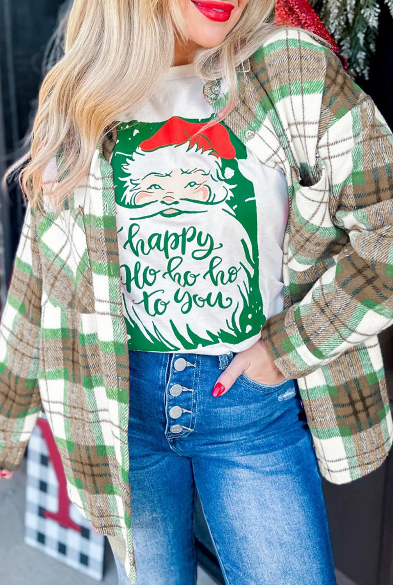 Plaid Shacket Button Down Oversized Shirt Jacket