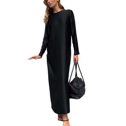 Elegant Satin Long Sleeve Bodycon Maxi Dress