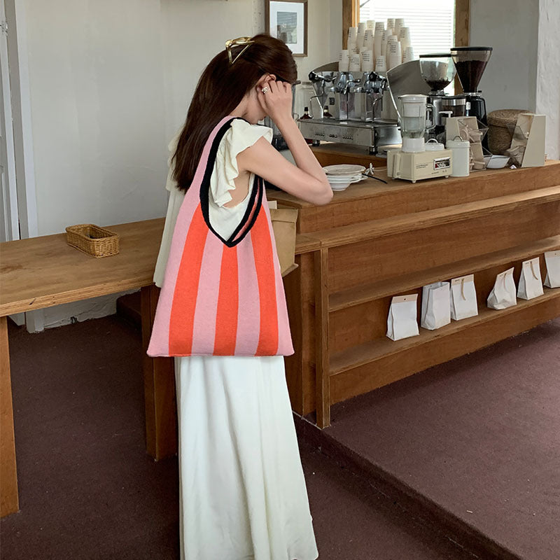 Hand Hooked Woven Bags Women's Tote Large Shoulder Shopper Large Crossbody Bag
