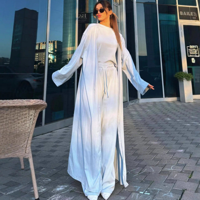 Women's 3 Piece Lounge Set Wide Leg Pants Cardigan Top