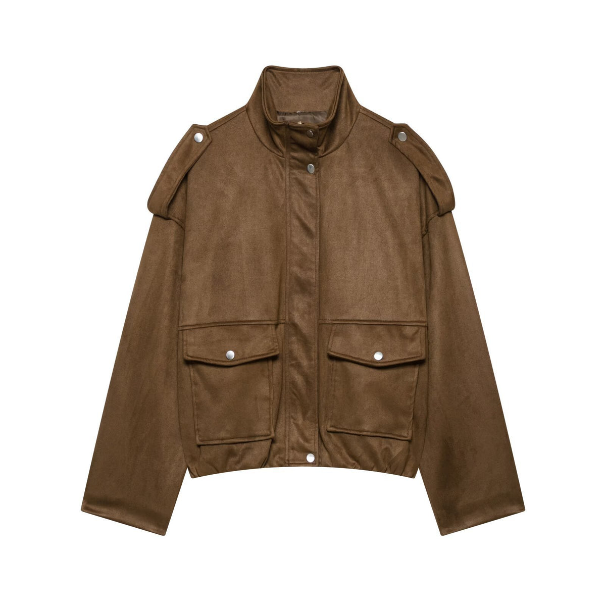 Women's Oversized Faux Suede Bomber Jacket Vintage