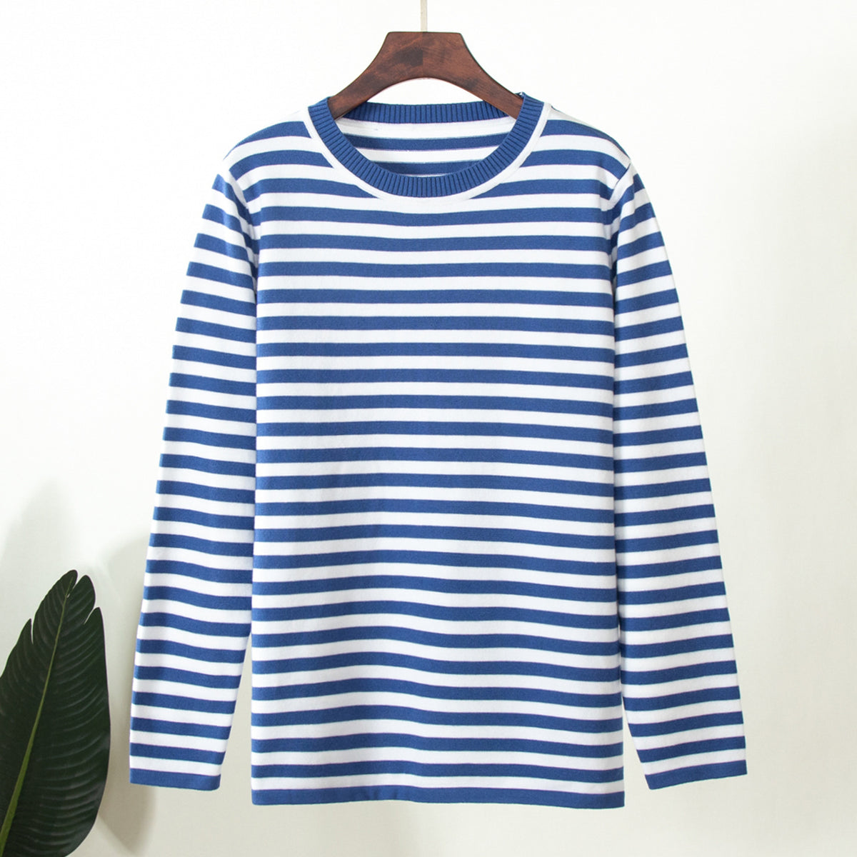 Women's Classic Striped Crewneck Pullover Sweater