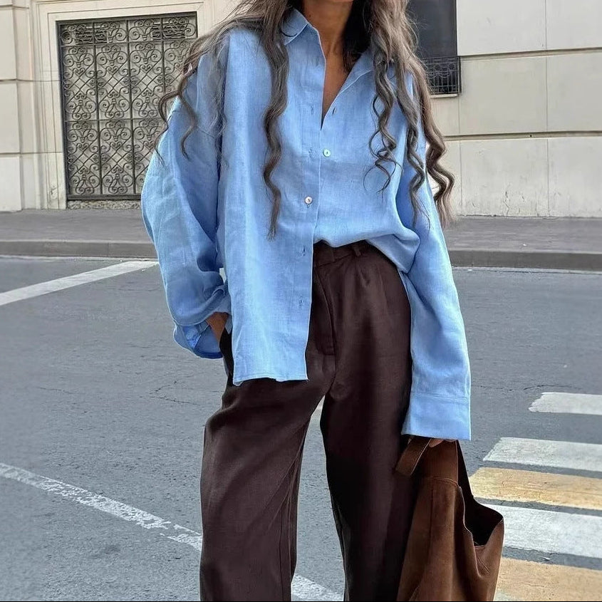 Women's Collared Button Down Shirt Long Sleeve Blouse