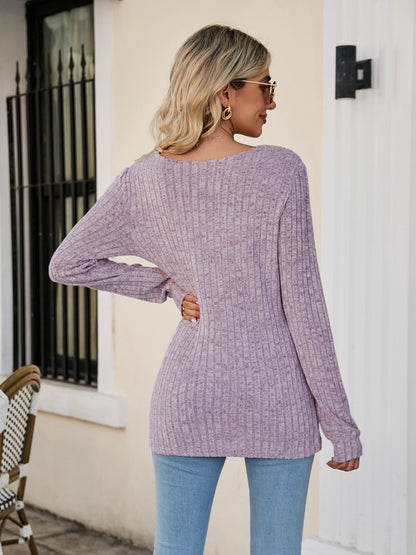 Long Sleeve Square Collar Casual Top