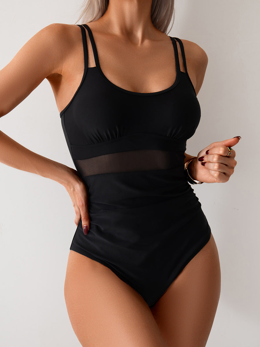New Women's One-Piece Mesh Panel Bikini Swimsuit
