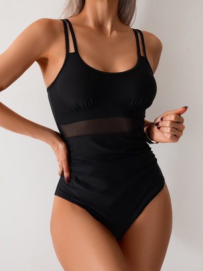 New Women's One-Piece Mesh Panel Bikini Swimsuit