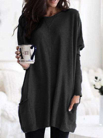 Women's Oversized Long Sleeve Pocket Tunic S-5XL