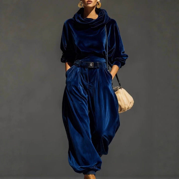 Womens Velvet Lounge Jogger Pants Set