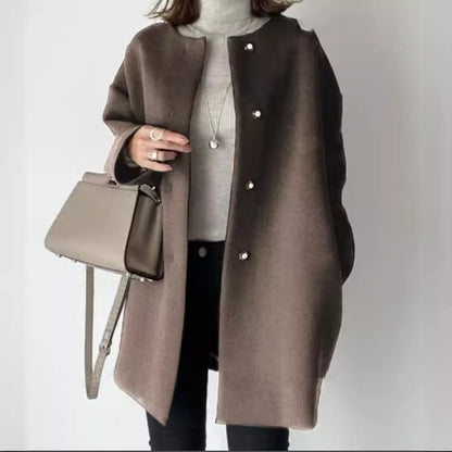 Women's Oversized Straight Wool Blend Coat Mid-Length