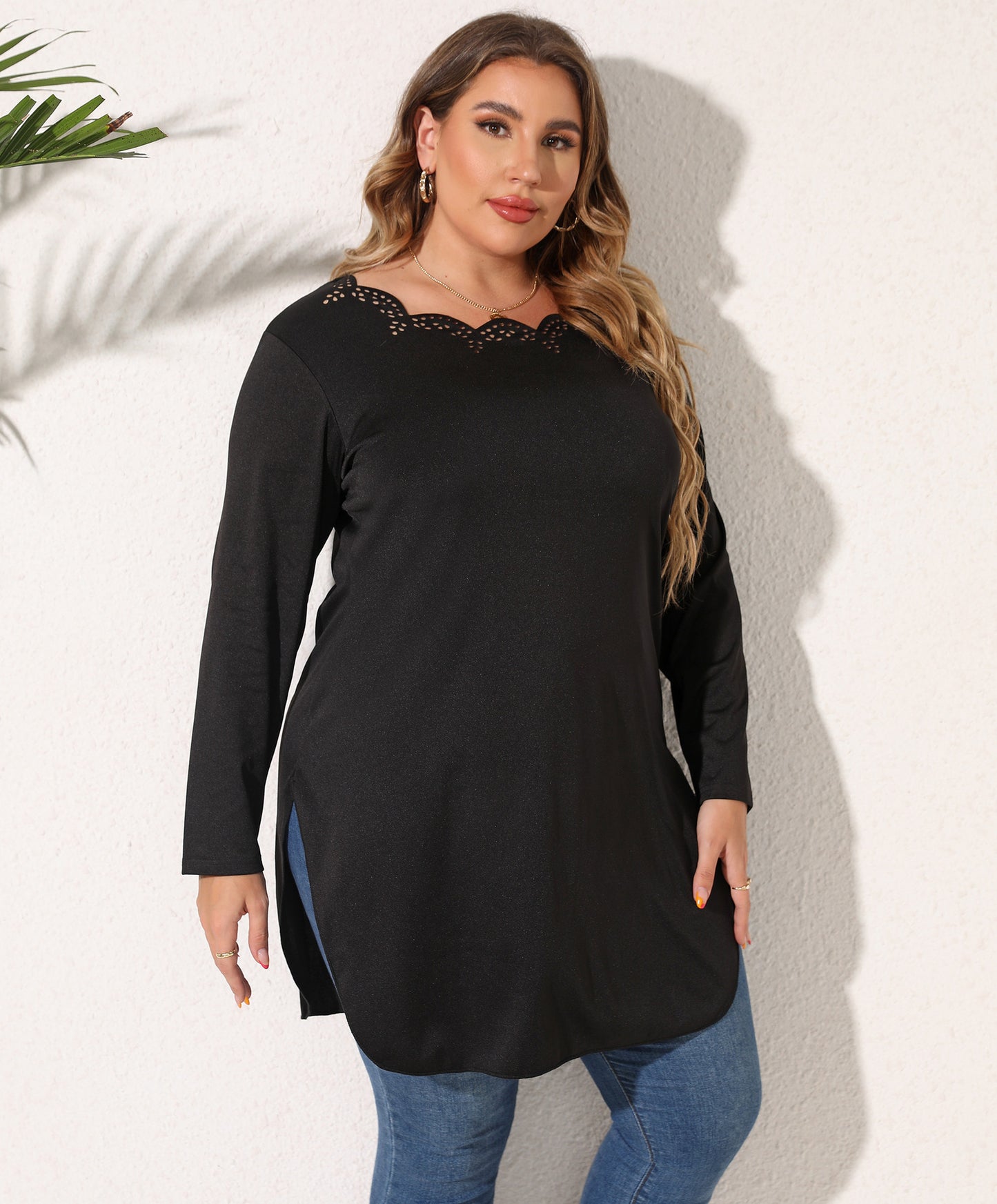 Women's Medium and Long Hollow Split Sleeve T-Shirt