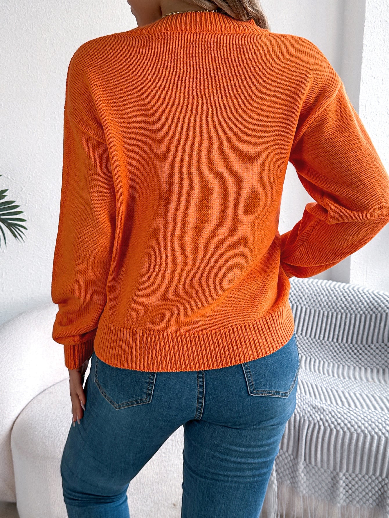 Hollowed Lantern Sleeve Pullover Sweater - Halloween Style