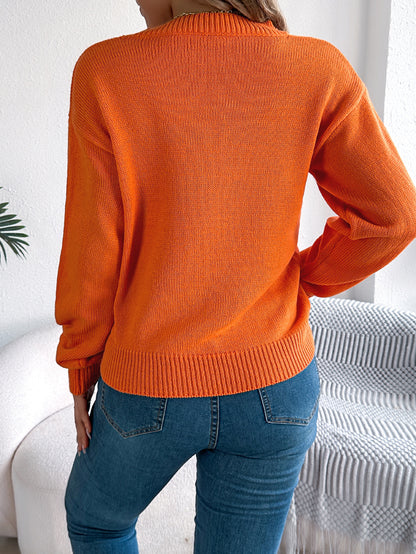 Hollowed Lantern Sleeve Pullover Sweater - Halloween Style